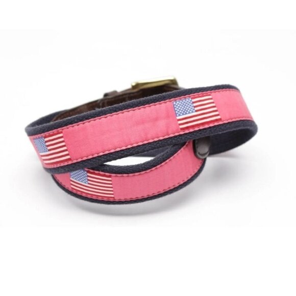 Vineyard Vines American Flag Leather Belt Size 30 - Picture 4 of 9